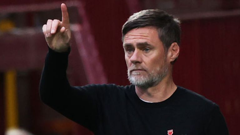 MOTHERWELL, SCOTLAND - OCTOBER 16: Motherwell Manager Graham Alexander during a cinch Premiership match between Motherwell and Celtic at Fir Park, on October 16, 2021, in Motherwell, Scotland. (Photo by Craig Williamson / SNS Group)
