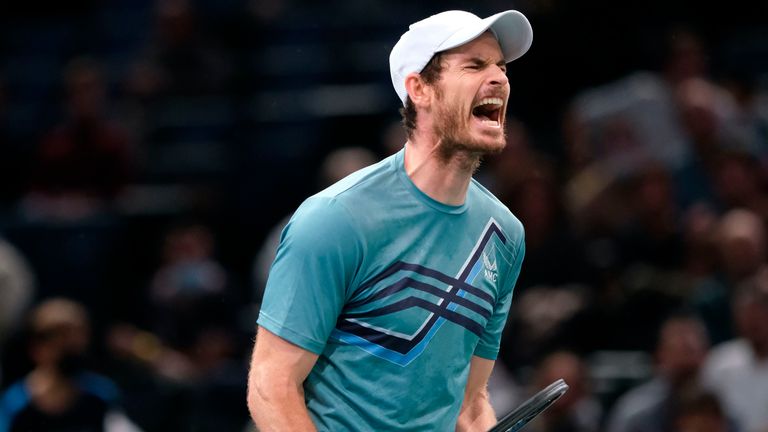 November 1, 2021, Paris, France: British player ANDY MURRAY reacts during the Rolex Paris Masters 1000 tournament at Paris Accor Arena Stadium. Murray lost to Keopfer  6:4 5:7 6:7. (Credit Image: . Pierre Stevenin/ZUMA Press Wire)