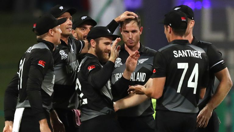 Adam Milne and Kane Williamson, New Zealand, T20 World Cup semi-final vs England (AP Newsroom)