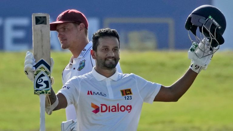Dimuth Karunaratne hit his 13th Test century for Sri Lanka on day one in Galle