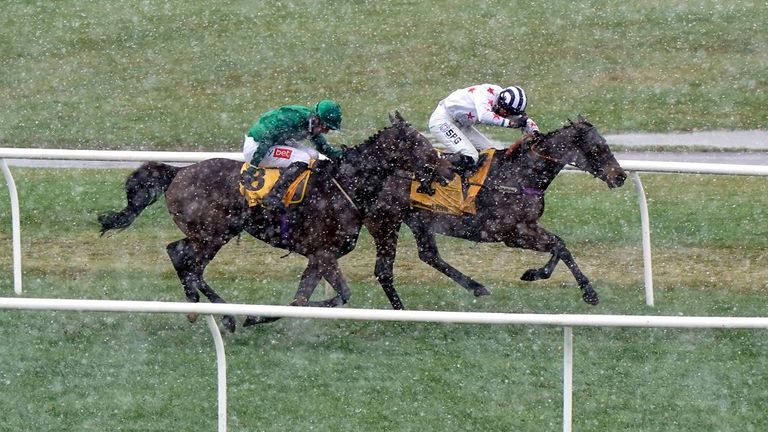 Aye Right holds off Good Boy Bobby to win the Rehearsal Chase at a snowy Newcastle