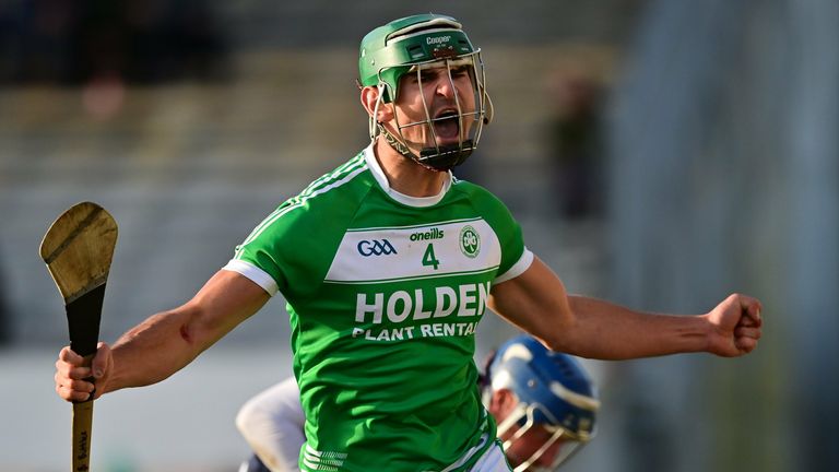Brian Butler celebrates scoring Ballyhale's third goal in the Kilkenny county final