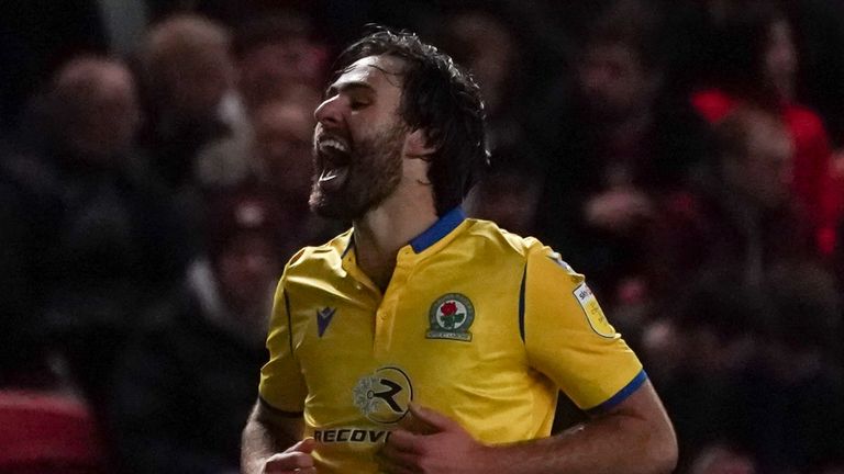 BRISTOL, ENGLAND - NOVEMBER 20: Ben Brereton celebrates scoring his side's first goal  during the Sky Bet Championship match between Bristol City and Blackburn Rovers at Ashton Gate on November 20, 2021 in Bristol, England. (Photo by Stephanie Meek - CameraSport via Getty Images)                                                                                                                                    