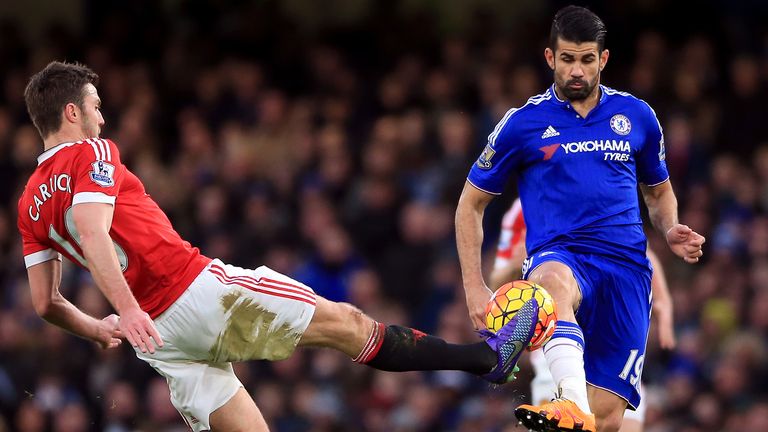 Michael Carrick and Diego Costa at Stamford Bridge in 2016