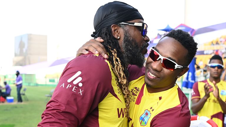 Chris Gayle and Dwayne Bravo, West Indies (Getty Images)