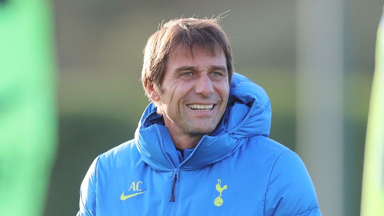 Antonio Conte at Tottenham training on Tuesday afternoon
