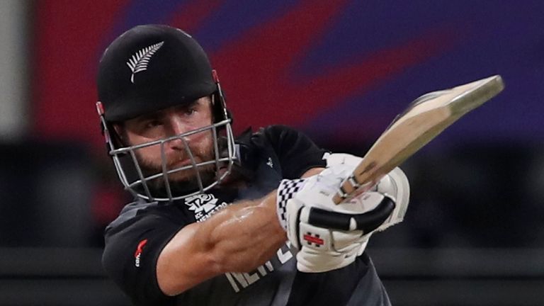 Kane Williamson of New Zealand struck the fastest half-century in a T20 World Cup final (Associated Press)