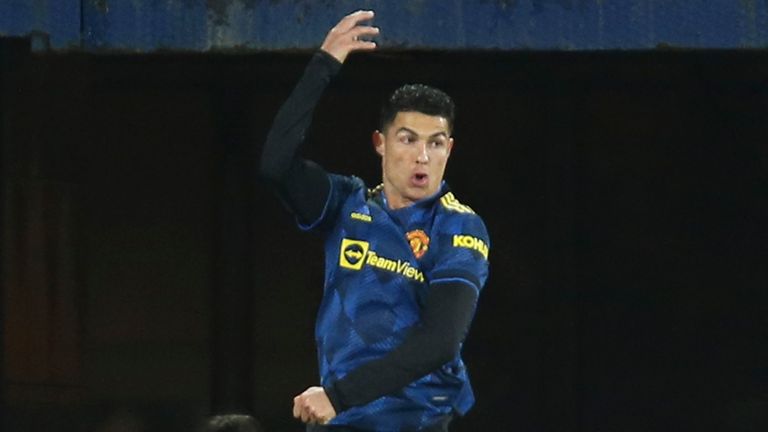 Manchester United's Cristiano Ronaldo celebrates after scoring against Villarreal