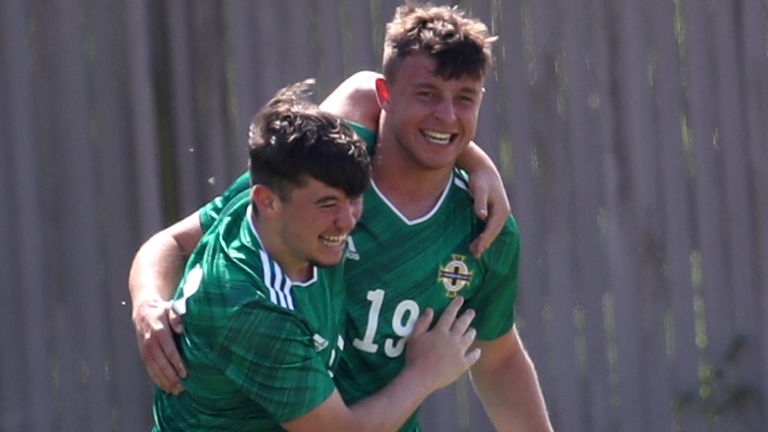 Dale Taylor, right, scored for Northern Ireland U21s against Scotland in a friendly in June