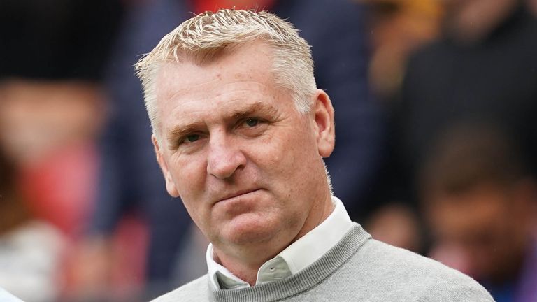 Aston Villa manager Dean Smith before the English Premier League match at Old Trafford, Manchester.  Photo date: Saturday 25 September 2021.