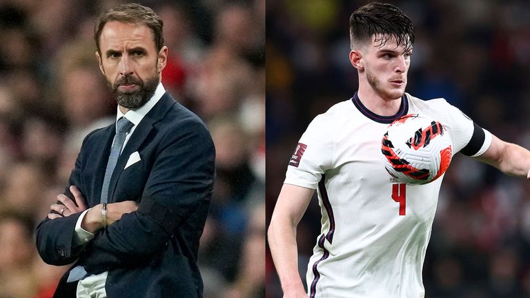 Gareth Southgate will be without key central midfielder Declan Rice for their final two World Cup Qualifiers, against Albania and San Marino 
