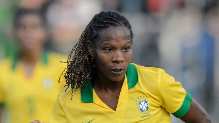 Brazil's Formiga in action during the women's international friendly soccer match Germany vs Brazil in Fuerth, Germany, 8 April 2015.