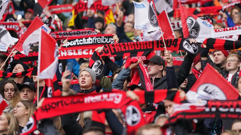 Freiburg supporters inside the new stadium during the 3-1 win over Greuther Furth