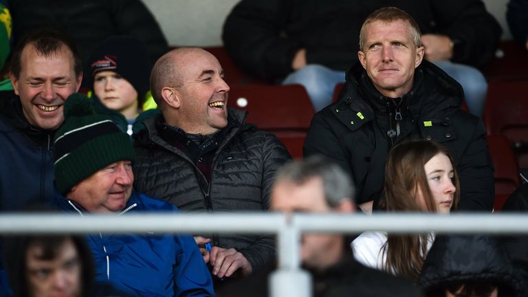 21 November 2021; Galway senior hurling manager Henry Shefflin, right, during the Galway County Senior Club Hurling Championship Semi-Final match between Gort and St Thomas' at Pearse Stadium in Salthill, Galway. Photo by Ray Ryan/Sportsfile