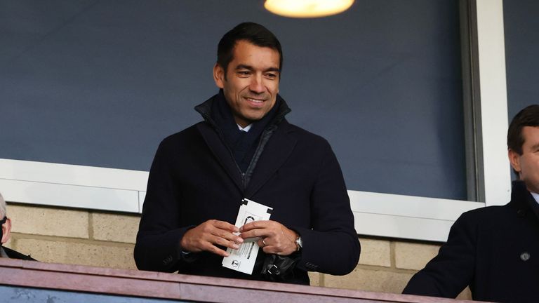 New Rangers manager Giovanni van Bronckhorst watched on from the stands at Hampden Park