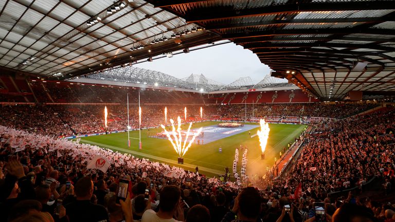 Picture by Ed Sykes/SWpix.com - 09/10/2021 - Rugby League - Betfred Super League Grand Final - Catalans Dragons v St Helens - Old Trafford, Manchester, England - General view before the match