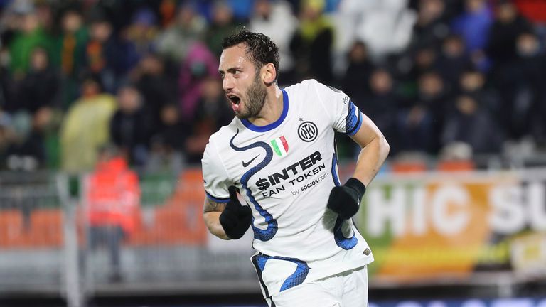 Hakan Calhanoglu opened the scoring for Inter Milan at Venezia