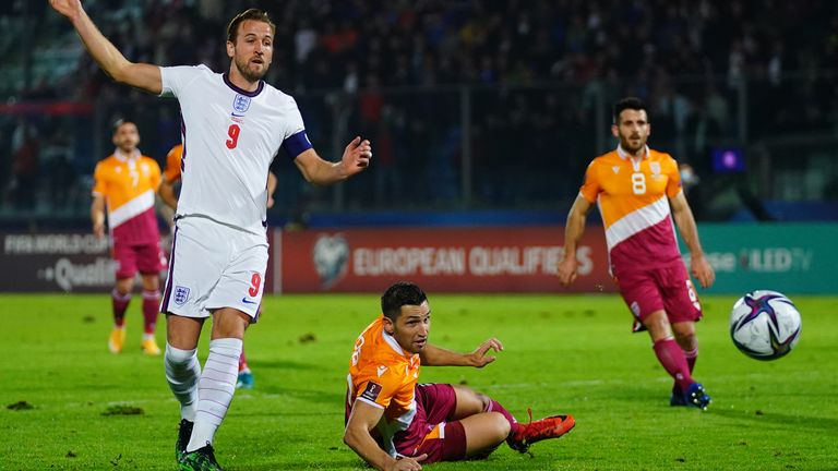 Harry Kane scores England's fourth against San Marino