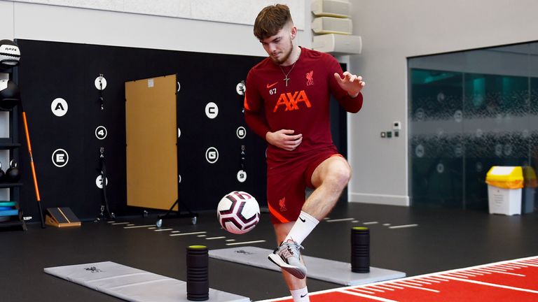 Harvey Elliott continues his rehabilitation at Liverpool&#39;s training centre in Kirkby
