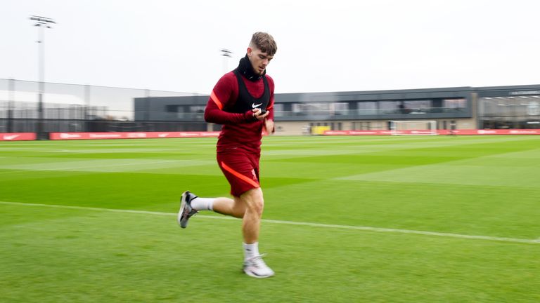 Harvey Elliott continues his rehabilitation at Liverpool&#39;s training centre in Kirkby