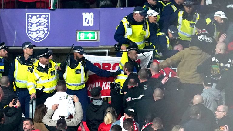 Hungarian fans fought with police during last month's World Cup qualifier against England at Wembley