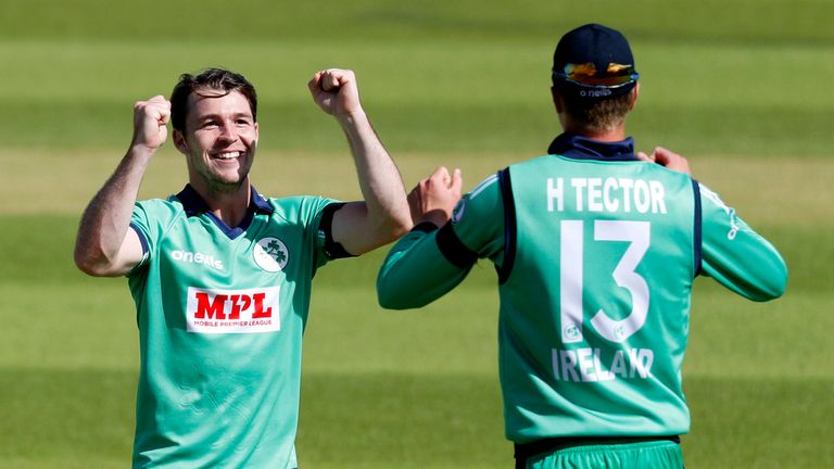 Ireland cricketers Curtis Campher and Harry Tector (Associated Press)
