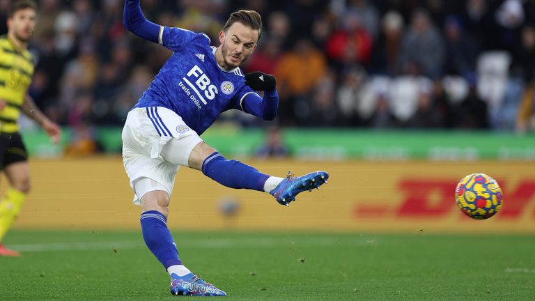 James Maddison scores an early goal for Leicester