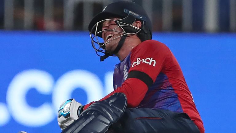 Jason Roy pulled up injured during England's run chase against South Africa on Saturday
