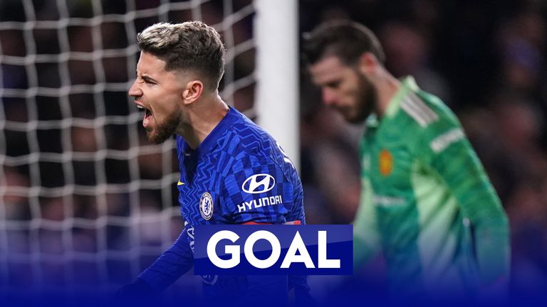 Chelsea's Jorginho celebrates scoring their side's first goal of the game from the penalty spot during the Premier League match at Stamford Bridge, London. Picture date: Sunday November 28, 2021.