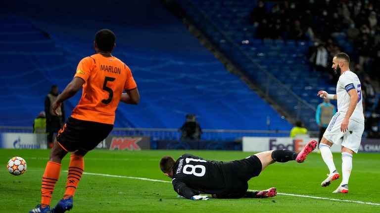 Karim Benzema tucks home from close range