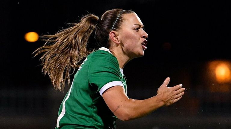 Katie McCabe celebrates the equalising goal