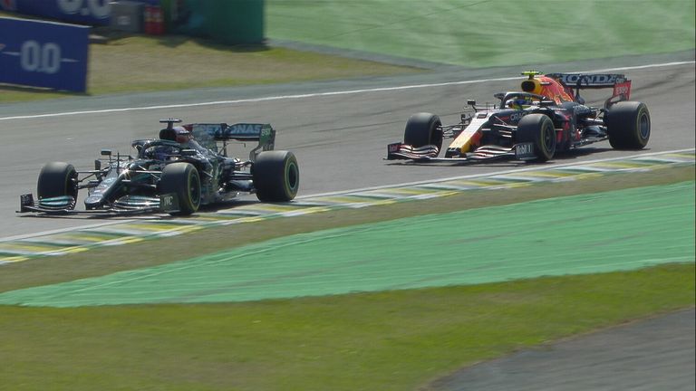 Hamilton, Perez battle for second
