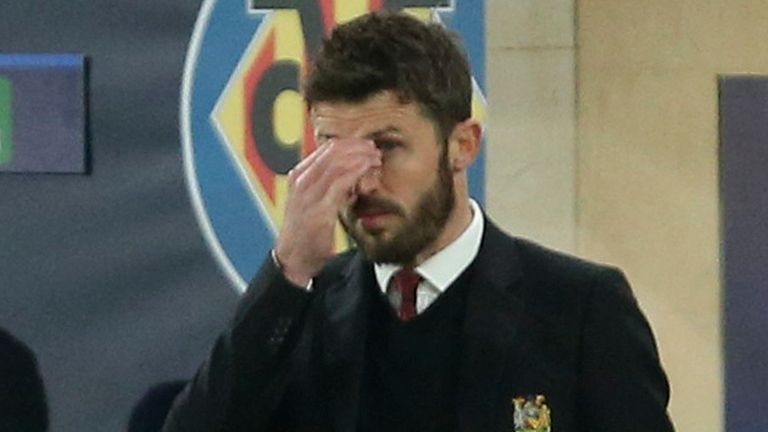 Manchester United caretaker manager Michael Carrick during the Champions League match at Villarreal