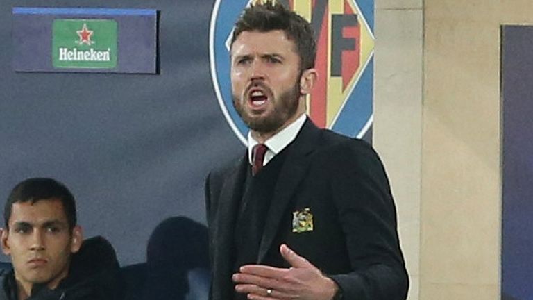Manchester United's caretaker manager Michael Carrick gestures during the Group F Champions League match at Villarreal