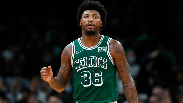 Boston Celtics' Marcus Smart plays against the Milwaukee Bucks