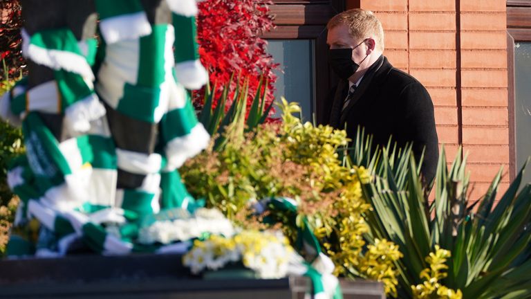 Former Celtic manager Neil Lennon ahead of the funeral service of former Celtic player Bertie Auld