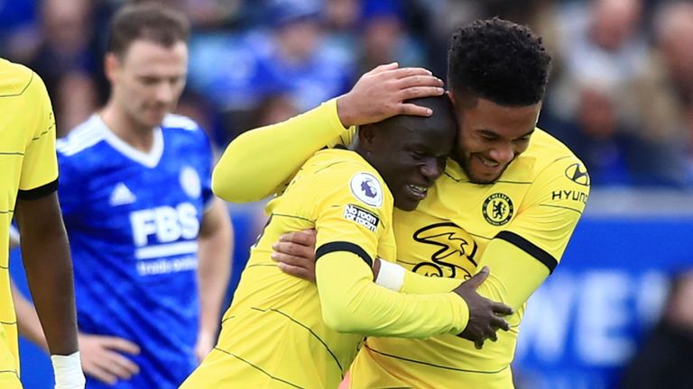 N'Golo Kante celebrates his goal with teammates (AP)