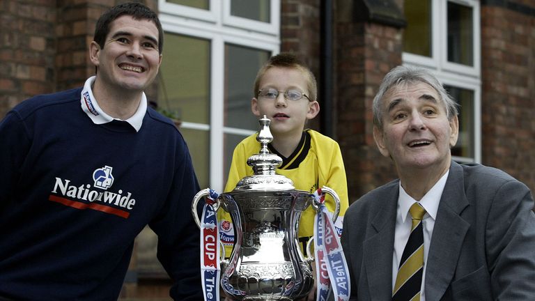 Nigel Clough and Brian Clough pictured with the FA Cup in December 2003