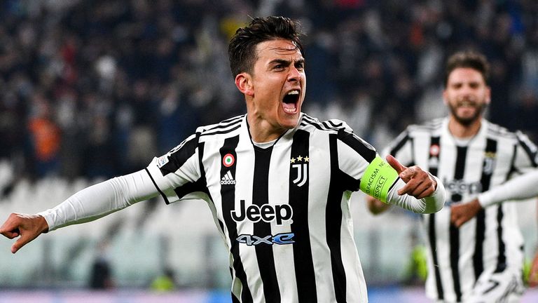 Juventus' Paulo Dybala celebrates after scoring 