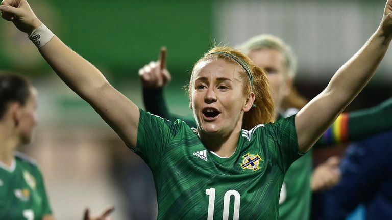 Rachel Furness broke David Healy's record for the most goals for Northern Ireland by scoring twice against North Macedonia