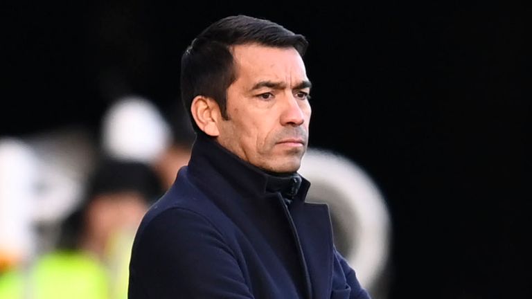 LIVINGSTON, SCOTLAND - NOVEMBER 28: Rangers manager Gio Van Bronckhorst during a Cinch Premiership match between Livingston and Rangers at Toni Macaroni Arena, on November 28, 2021, in Livingston, Scotland.  (Photo by Rob Casey / SNS Group)