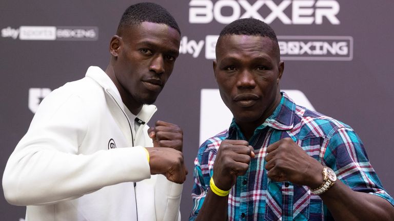 BOXXER PROMOTIONS CHAMPIONSHIP BOXING PRESS CONFERENCE.BOXPARK,.WEMBLEY.PIC;LAWRENCE LUSTIG.RICHARD RIAKPOHRE AND OLANREWAJU DURODOLA COME FACE TO FACE BEFORE THEIR CONTEST ON BEN SHALOM...S BOXXER PROMOTIONS NIGHT OF BOXING AT SSE ARENA,WEMBLEY ON SATURDAY(20-11-21)