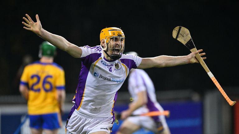 13 November 2021; Ronan Hayes of Kilmacud Crokes celebrates after scoring the equalising goal near the end of the Go Ahead Dublin County Senior Club Hurling Championship Final match between Na Fianna and Kilmacud Crokes at Parnell Park in Dublin. Photo by Daire Brennan/Sportsfile