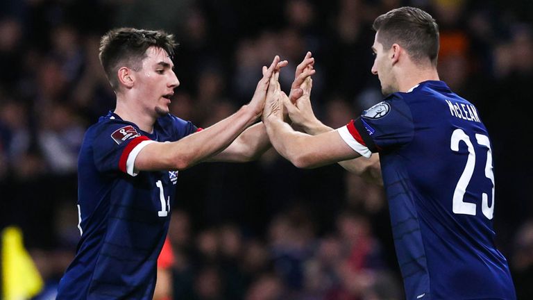GLASGOW, SCOTLAND - NOVEMBER 15: Scotland's Kenny McLean replaces Billy Gilmour during a FIFA World Cup Qualifier between Scotland and Denmark at Hampden Park, on November 15, 2021, in Glasgow, Scotland. (Photo by Craig Williamson / SNS Group)