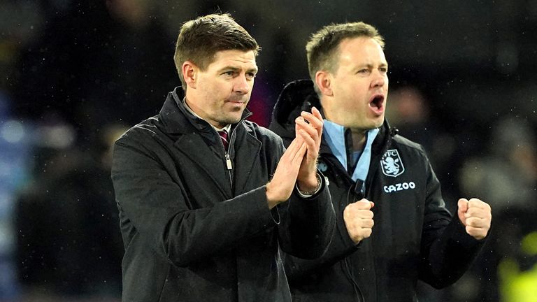 Steven Gerrard salutes the away end