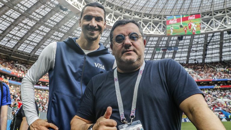 Zlatan Ibrahimovic and Mino Raiola pictured at the 2018 World Cup