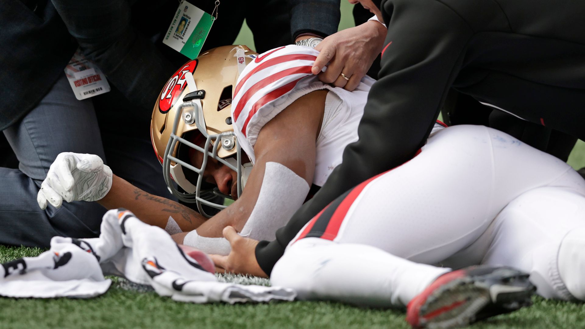 49ers RB Cannon hospitalised after Seattle collision