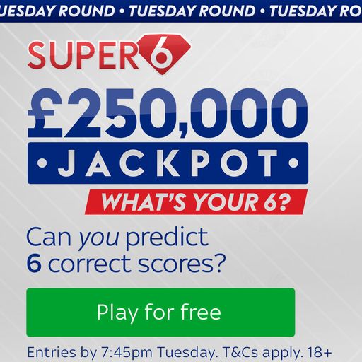 Win £250,000 with Super 6!