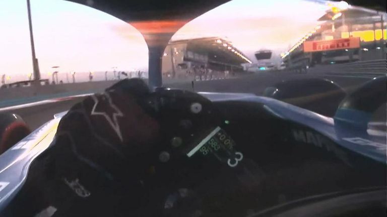 Ride onboard with Fernando Alonso’s helmet cam, as the Alpine driver speeds through the Yas Marina circuit during the second practice session.