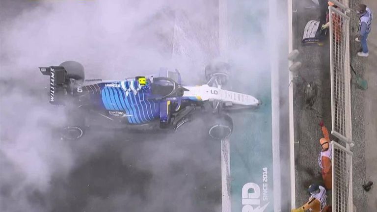 Huge drama as Nicholas Latifi goes into the barriers - he reports that he is ok